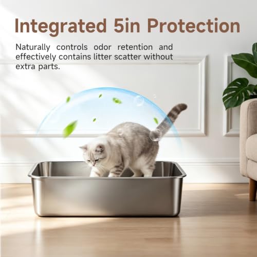 Stainless Steel High Sides Cat Litter Box - Image 2