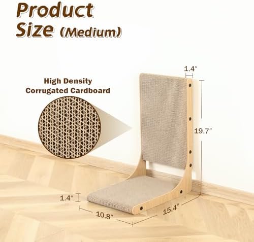 Zakkart 2-Pack L-Shaped Cat Scratching Board, 19.7" Tall - Image 4