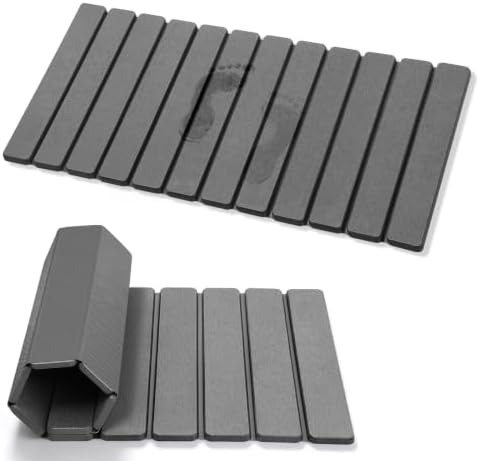 Linidcoud Foldable Stone Bath Mat, Diatomite Quick Dry Shower Mat 32" x 16" by linidcoudhome