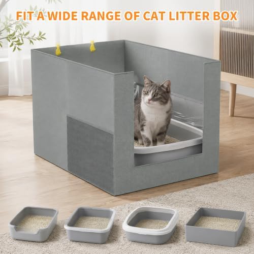 Litter Box Shield with Front Barrier, Cat Litter Box Enclosure Splash Guard - Image 4