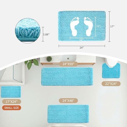 Disolla Teal Bathroom Rugs 17x24, Non-Slip Plush Small Bath Mat - Image 2