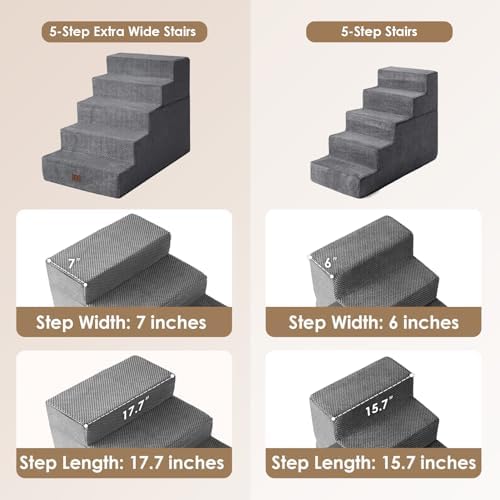 EHEYCIGA Dog Stairs for High Bed 25" H, Extra Wide Dog 5-Step - Image 2