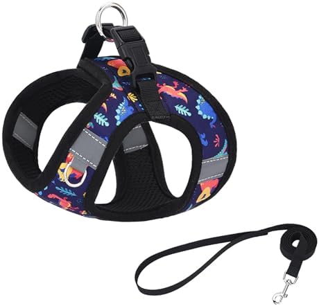 Small Dog Harness Black Dinausor No Pull Step in Vest Harness - Image 3