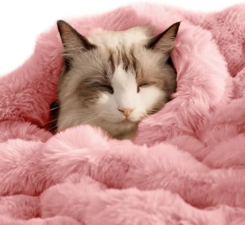 SOMAHE Soft Faux Fur Cat Blanket, Small 22x18 Soft Pink by COZYHOMECHICSTYLE