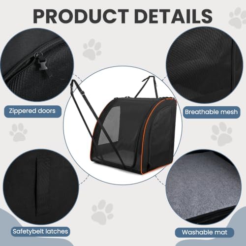 Dog Car Seat, Enclosed Carrier for Pets Travel Safety Dog Crate Soft-Sided - Image 4