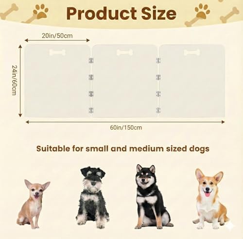 3-Panel Clear Acrylic Freestanding Dog Gate, Folding Pet Barrier - Image 4