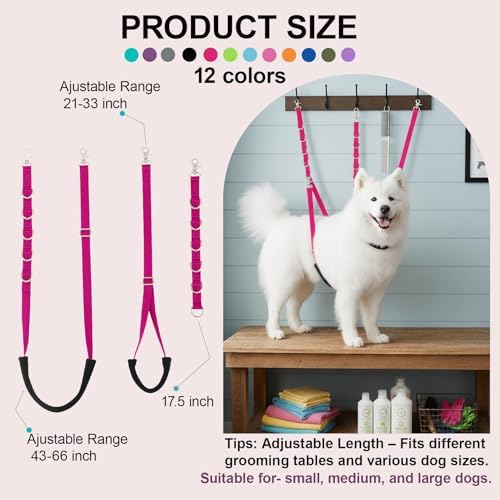 Dog Grooming Belly Straps Hot Pink Pet Grooming Supplies 3 Sets Professional - Image 2