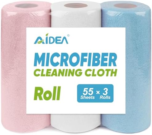AIDEA Microfiber Cleaning Cloth Roll 165 Sheets 3 Roll, Paper Towels 11"x9" by AIDEAHOME