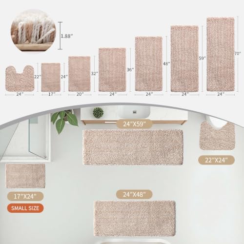 Disolla Beige & White Bathroom Rugs 24x36, Non-Slip Plush Thick Bath Mat - Image 3