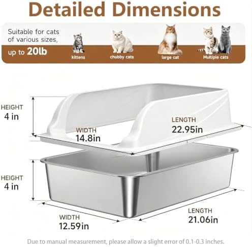 2-Pack Stainless Steel Litter Box Large Easy Clean 2-Scoop Included - Image 2
