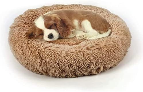 Dog Bed, Cat Calming Bed, Faux Fur Pillow Pet Donut Cuddler Round Plush Bed by DogBaby