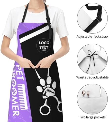 Custom Dog Grooming Apron, Personalized Logo Pet Groomer Apron Smocks - Image 2