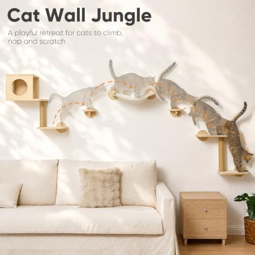 FUKUMARU Cat Wall Shelves, 5 in 1 Set - Image 2
