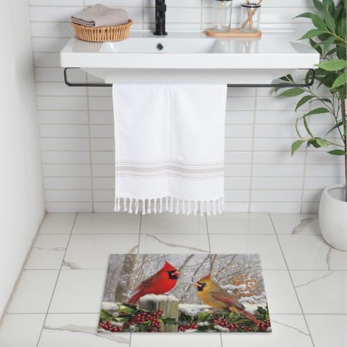 Giwawa Winter Birds Bath Rug Red Berry Washable Bathroom Mat 16x24 Inch Indoor - Image 6