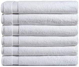 Amazon Basics 6-Pack Bath Towels, 100% Ring Spun Cotton, 600 GSM, Lightweight by AmazonBasics