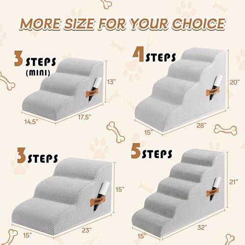 Romrol Dog Stairs Ramp for Beds Couches, Extra Wide Pet Steps - Image 2