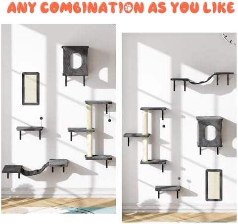 NUNU LAB Cat Wall Shelves Set, Scratching Post, Wall Shelves - Image 3