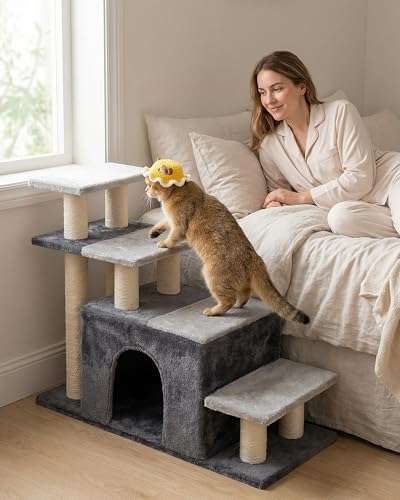 Aechonow 4-Tier Cat Stairs for High Bed - Image 2