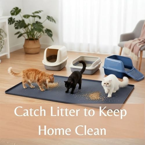 Cat Litter Mat 51" x 25.6" XL Silicone Litter Box Mat, Waterproof Non-Slip - Image 2