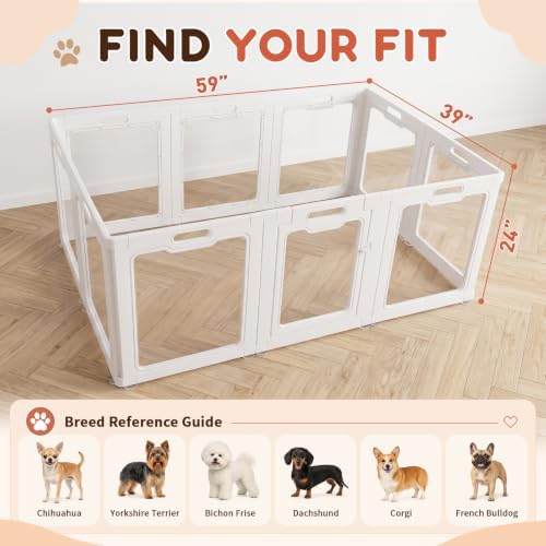 Clear Acrylic Dog Playpen Indoor, Non-Slip Design, Door Lock, Tool-Free Assembly - Image 4
