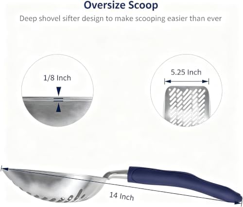 WePet Cat Litter Scoop, Aluminum Alloy Sifter, Kitty Metal Scooper, Deep Shovel - Image 2