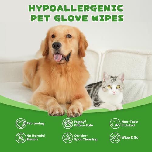 Pet Glove Wipes for Dogs & cat, Pet Cleaning Gloves Individual Packing - Image 2