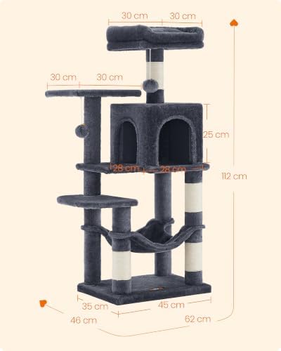Feandrea Cat Tree, 44.1-Inch Cat Tower, Smoky Gray - Image 5