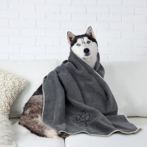 KinHwa Dog Towels for Drying Dogs, Absorbent Microfiber Pet Bath Towel Gray - Image 6