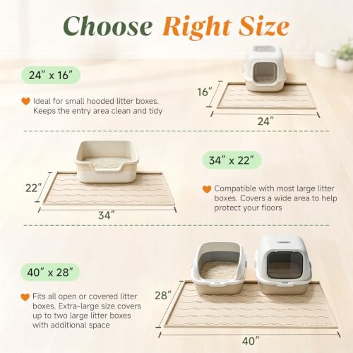 Songrey Silicone Cat Litter Mat 34" x 22", Large Litter Trapping Mat - Image 6