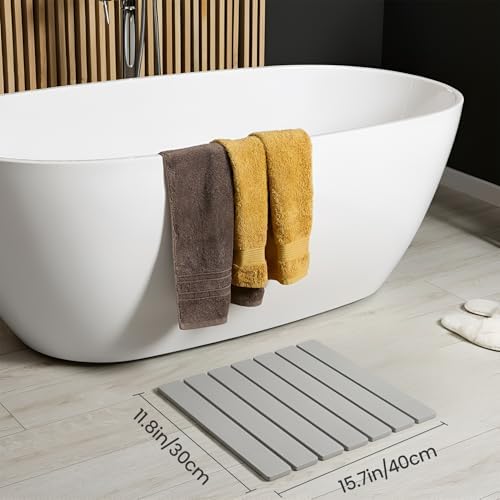 Meowoo Foldable Stone Bath Mat, 15.7" x 11.8" Diatomaceous Earth Mat - Image 2