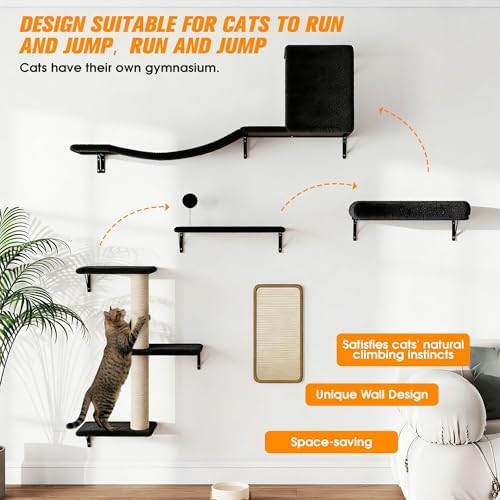 5Pcs Wall Mount Cat Tree & Shelf Furniture - Image 5