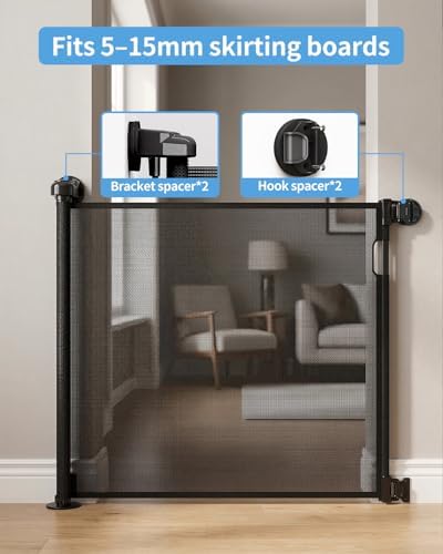 33" H Retractable Baby&Dog Gate, Fits up to 55" W, Hardware Mounted - Image 3