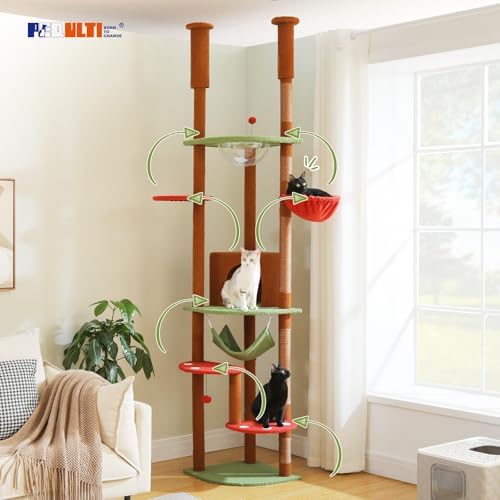 PEQULTI Floor to Ceiling Cat Tree, 92.9-101.6in Adjustable Cat Tower - Image 2