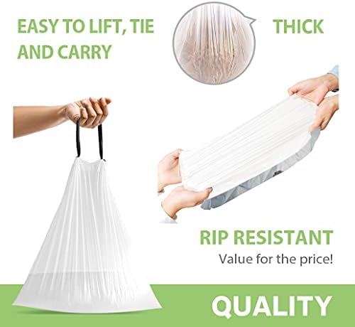 1.6 Gallon Small 220 Counts Strong Drawstring Trash Bags Garbage Bags by Teivio - Image 4