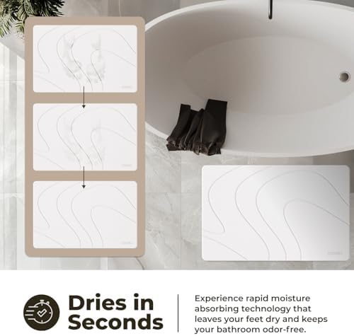 TOSORO - Stone Bath Mat Diatomaceous Earth Shower Mat Non-Slip Super Absorbent - Image 3