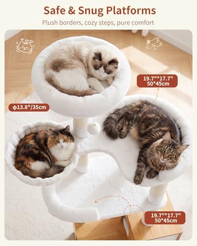 Heybly Cat Tree with Litter Box Enclosure, Modern 64" Hidden Tower HCT105WB - Image 3