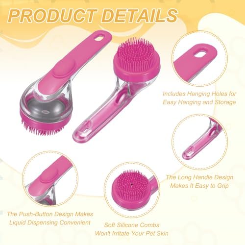 Pet Bath Brush, Dog Shampoo Brush New 2 in 1 Grooming Massage Scrubber Bubble - Image 3