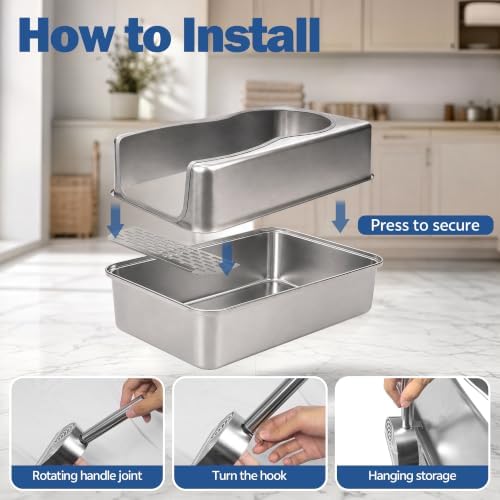 XL All Stainless Steel Cat Litter Box - Image 5