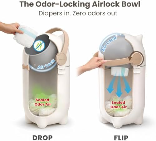 iTouchless Odor-Locking Nursery Pail | 2026 Award-Winning Bin | Boho White - Image 3