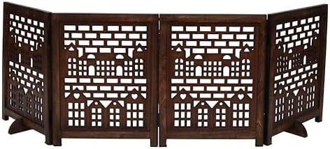 Freestanding Dog Gate 72", Foldable Wooden Pet Barrier, House Design by TheWoodenTown