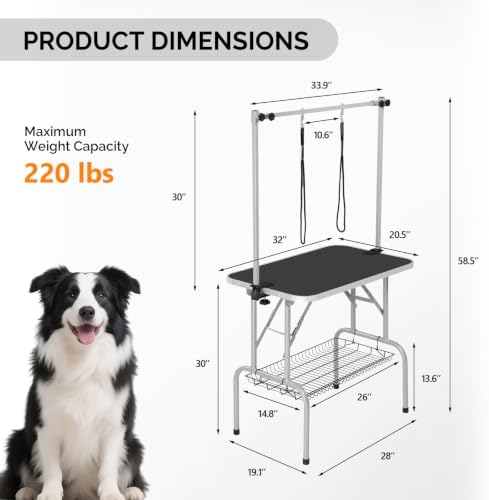 VINGLI Dog Grooming Table, 32“ Adjustable Pet Grooming Stand - Image 5