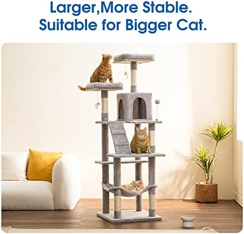 MWPO 70.1-Inch Large Cat Tree, Plush Cat Condo - Image 2