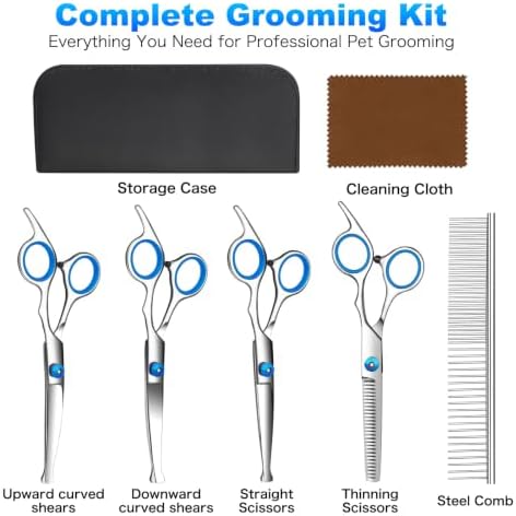 Dog Grooming Scissors Kit, 6-in-1 Stainless Steel Pet Grooming Scissors - Image 2
