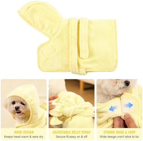 Dog Bathrobe Towel with Hood Super Absorbent Pet Bath Robe - Image 2