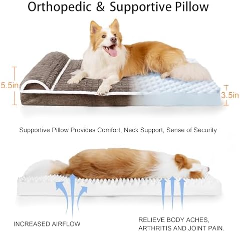 Orthopedic Large Dog Bed Pillow Pet Sofa Bed 48''X30'' Taupe - Image 6