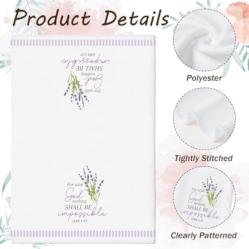 Bible Verse Floral Hand Towels, 6 Pack Christian Kitchen Dish Towels Set - Image 3