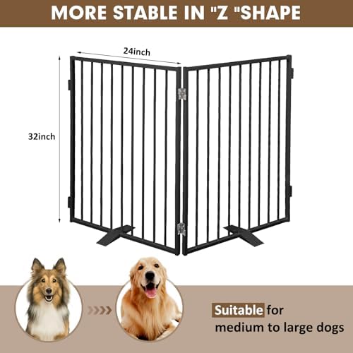 Metal Freestanding Dog Gates Indoor 2 Panels 32" Tall 48" Wide - Image 4