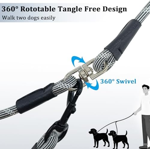 WYuZe 5FT Double Dog Leash No Tangle Rope Dual Leash Easy Walk Two Dogs - Image 2