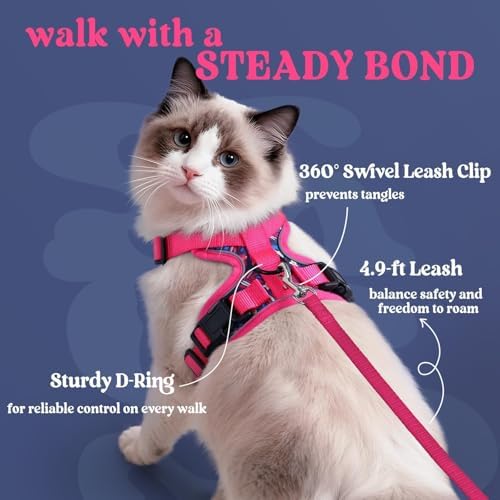 rabbitgoo Cat Harness and Leash Set, Escape Proof Vest, Coconut Fuchsia - Image 5