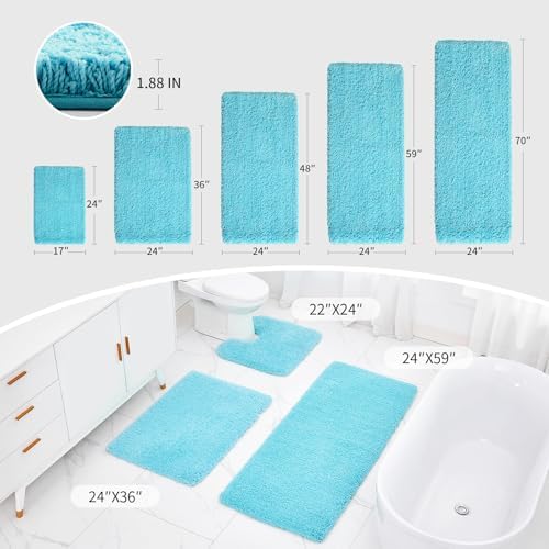 Disolla Toilet Rug 22x24 Teal, Soft Toilet Mat U-Shaped Washable - Image 2